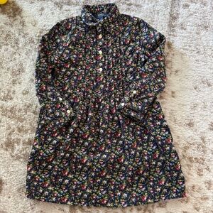 Polo by Ralph Lauren Floral Patterned dress navy corduroy with pockets girl’s 5